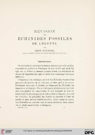 3: Révision des Échinides fossiles de l'Égypte