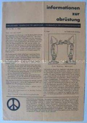 Mitteilungsblatt der Kampagne für Abrüstung zu den Ostermärschen 1964