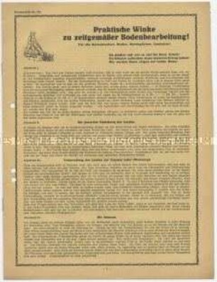 Praktische Winke zu zeitgemäßer Bodenbearbeitung!