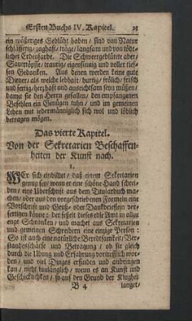 Das vierte Kapitel. Von der Sekretarien Beschaffenheiten der Kunst nach.