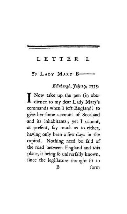 LETTER I. - To Lady Mary B