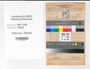 Entnazifizierung Wilhelm Cherouny , geb. 02.01.1898 (Postbeamter)