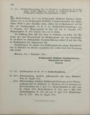 Nr. 222: Inhaltsverzeichnis aus Nr. 195 des Reichs-Gesetzblattes