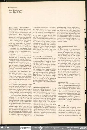 Neue Materialien - Neue Oberflächen : Informationen