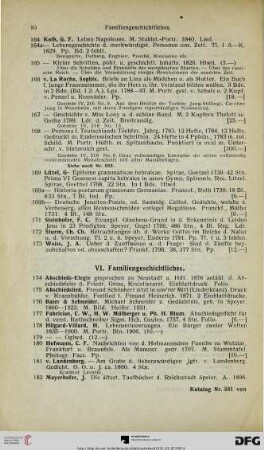 VI. Familiengeschichtliches (Nr. 174-191)