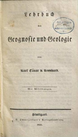 Lehrbuch der Geognosie und Geologie