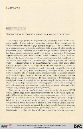 3: Prolegomena do dziejów lwowskiej rzeźby rokokowej