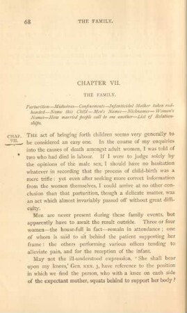 Chapter VII. The family