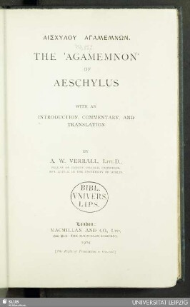 The Agamemnon of Aeschylus