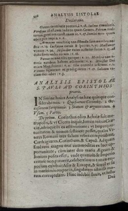 Analysis Epistolæ S. Pauli Ad Corinthios.