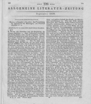 Ancillon, J. P. F.: Zur Vermittlung der Extreme in den Meinungen. T. 1. Geschichte und Politik. Berlin: Duncker & Humblot 1828 (Fortsetzung der im vorigen Stück abgebrochenen Recension)