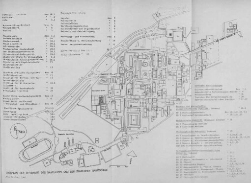 Lageplan der Universität des Saarlandes und der Staatlichen Sportschule