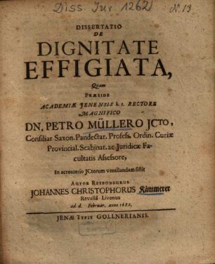 Dissertatio De Dignitate Effigiata