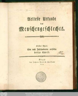 1: Welcher den Ersten, Zweiten und Dritten Theil enthält