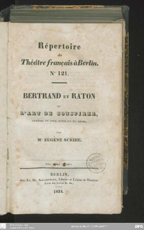 Bertrand et Raton ou l'art de conspirer : comédie en cinq actes et en prose