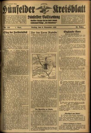Erste Ausgabe vom Freitag, den 06. November 1936.