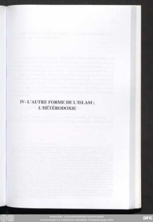 IV- L'Autre Forme De L'Islam : L'Hétérodoxie