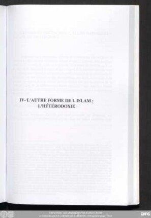 IV- L'Autre Forme De L'Islam : L'Hétérodoxie
