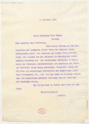 Brief an Otto Thümer : 09.11.1912