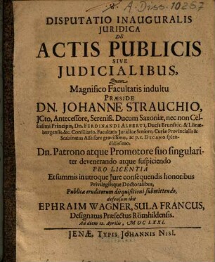 Disputatio Inauguralis De Actis Publicis Sive Iudicialibus