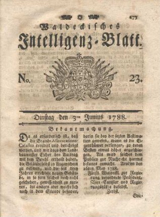 No. 23. Dinstag den 3ten Junius 1788