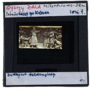 Budapest, Milleniumsdenkmal : Relief: König Koloman verbietet die Hexenverbrennung