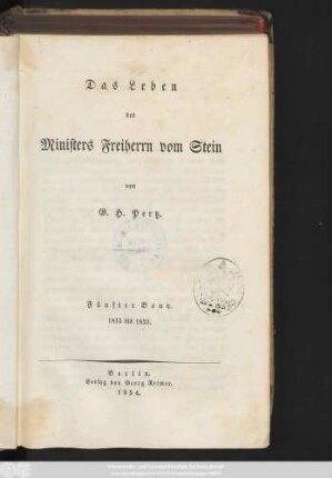Bd. 5: 1815 bis 1823