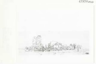 Wohnbebauung, Berlin-Spandau (Diplomarbeit bei Bernhard Hermkes): Perspektivische Ansicht