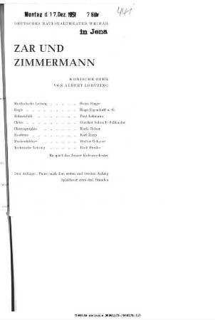 Zar und Zimmermann