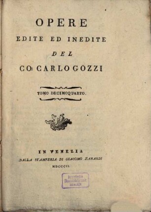 Opere edite ed inedite del Carlo Gozzi. 14