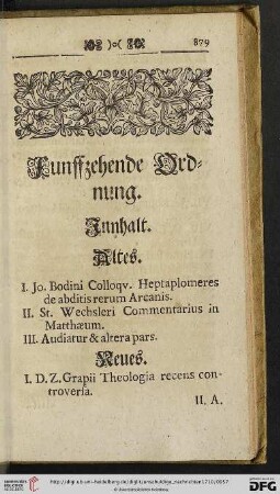 Funffzehende Ordnung