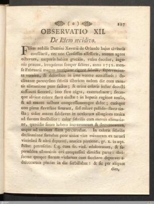Observatio XII. De Ictero recidivo