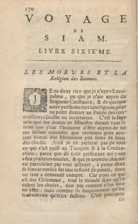 Livre sixie'me. Les moeurs et la religion des Siamois