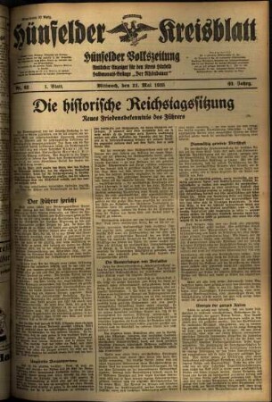 Erste Ausgabe vom Mittwoch, den 22. Mai 1935.