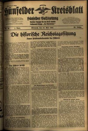Erste Ausgabe vom Mittwoch, den 22. Mai 1935.