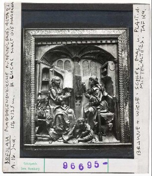 Breslau (Wrocław), Magdalenenkirche: Mittelteil eines Altars, Heiliger Lukas malt die Madonna