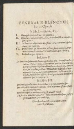 Generalis Elenchus hujus Operis.