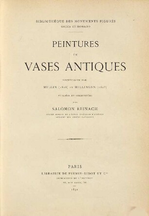 Peintures de vases antiques : recueilliés par Millin (1808) et Millingen (1813)