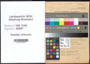 Entnazifizierung Edmund Koester , geb. 13.01.1902 (Lehrer)