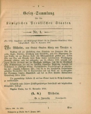 25. November 1868-25. December 1869 = Nr. 1-72