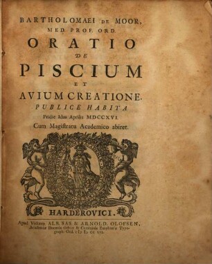 Oratio de piscium et avium creatione