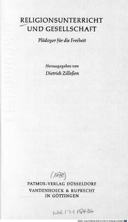 Religionsunterricht und Gesellschaft : Plädoyer für die Freiheit