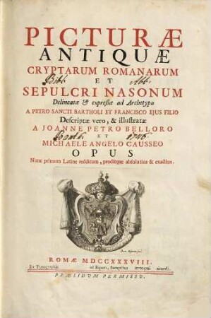 Picturae antiquae Cryptarum Romanarum et sepulcri Nasonum