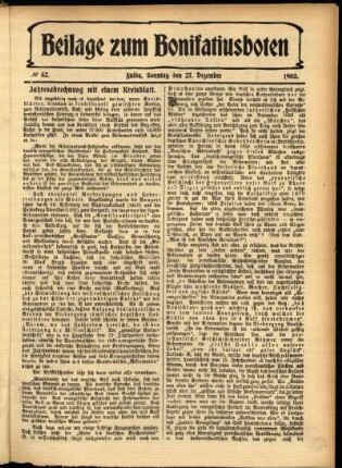 Zweite Ausgabe vom Sonntag, den 27. Dezember 1903.