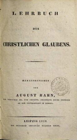 Lehrbuch des christlichen Glaubens