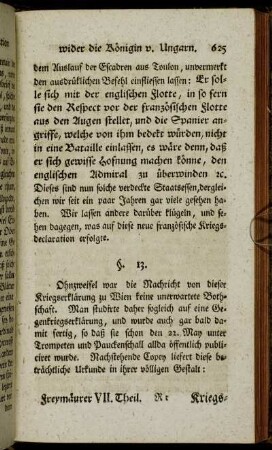 §. 13. Königl. ungar. Kriegsdeclaration wider den König von Frankreich.