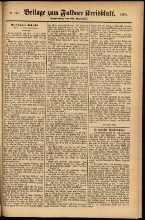Zweite Ausgabe vom Donnerstag, den 30. November 1899.