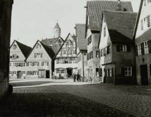Dinkelsbühl, Untere Schmiedgasse, Blick zum Grünen Turm