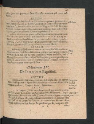Membrum IV. De Integritate Baptismi.