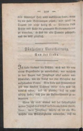 Fünfzehnte Unterhaltung. Von der Liebe